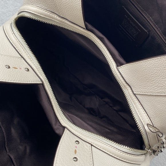 Coach Lexi Pebbled Leather Floral Detail Shoulder Bag (Chalk/Multicolor) - Picture 10 of 16